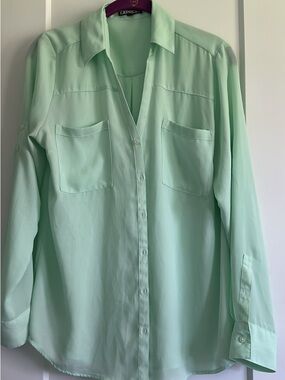 Express Mint Green Button-Up Blouse